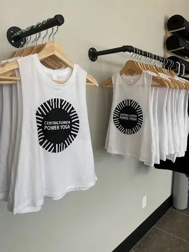 Central Florida Power Yoga tank tops in the studio lobby